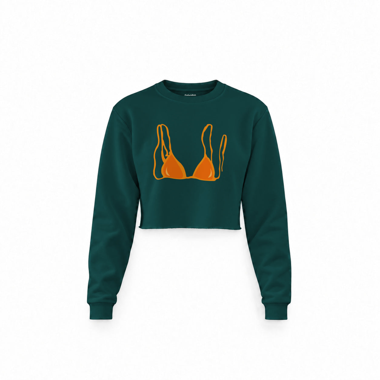 Orange Bikini Crop Sweatshirt — Koyu Yeşil — Ön baskı