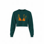 Orange Bikini Crop Sweatshirt — Koyu Yeşil — Ön baskı