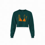 Orange Bikini Crop Sweatshirt — Koyu Yeşil — Ön baskı