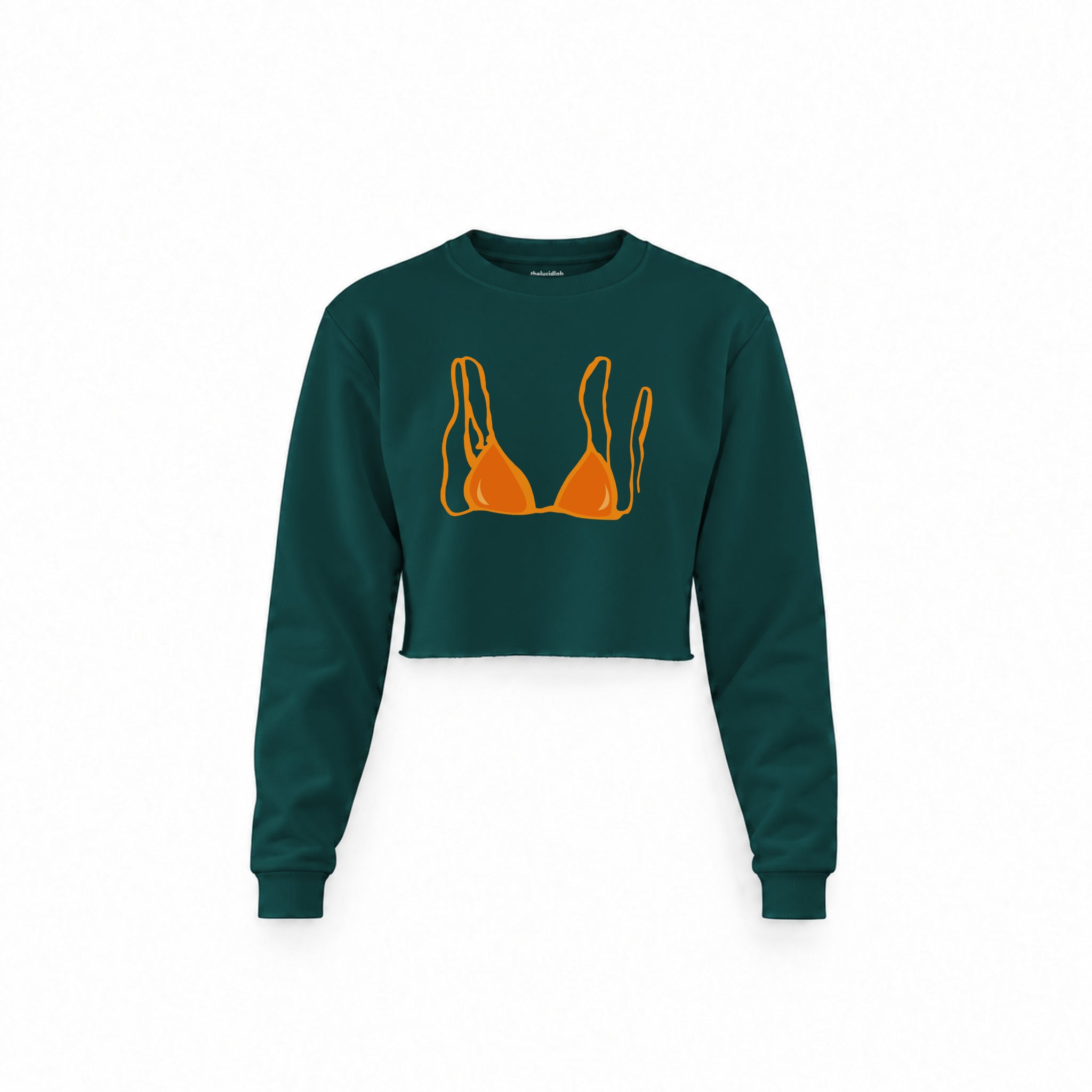 Orange Bikini Crop Sweatshirt — Koyu Yeşil — Ön baskı