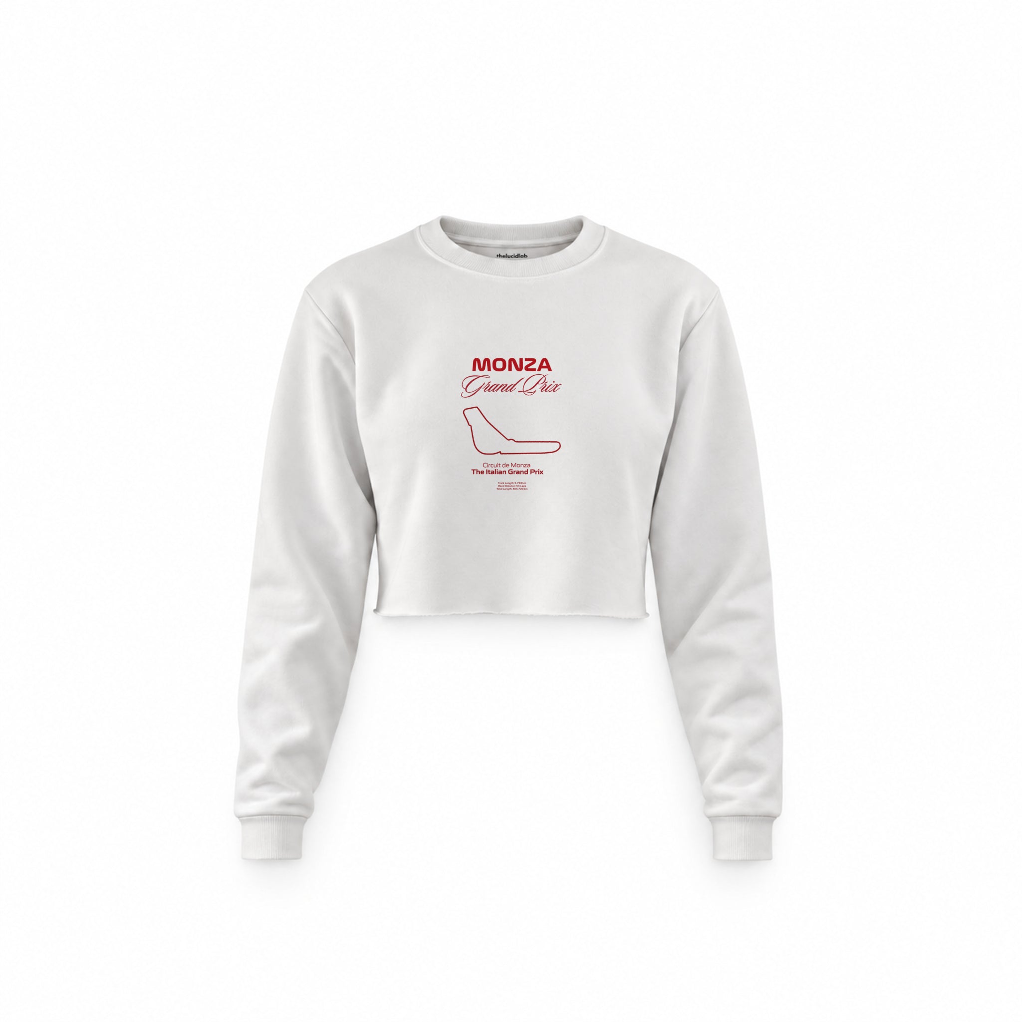 Monza Grand Prix Crop Sweatshirt — Beyaz — Ön baskı