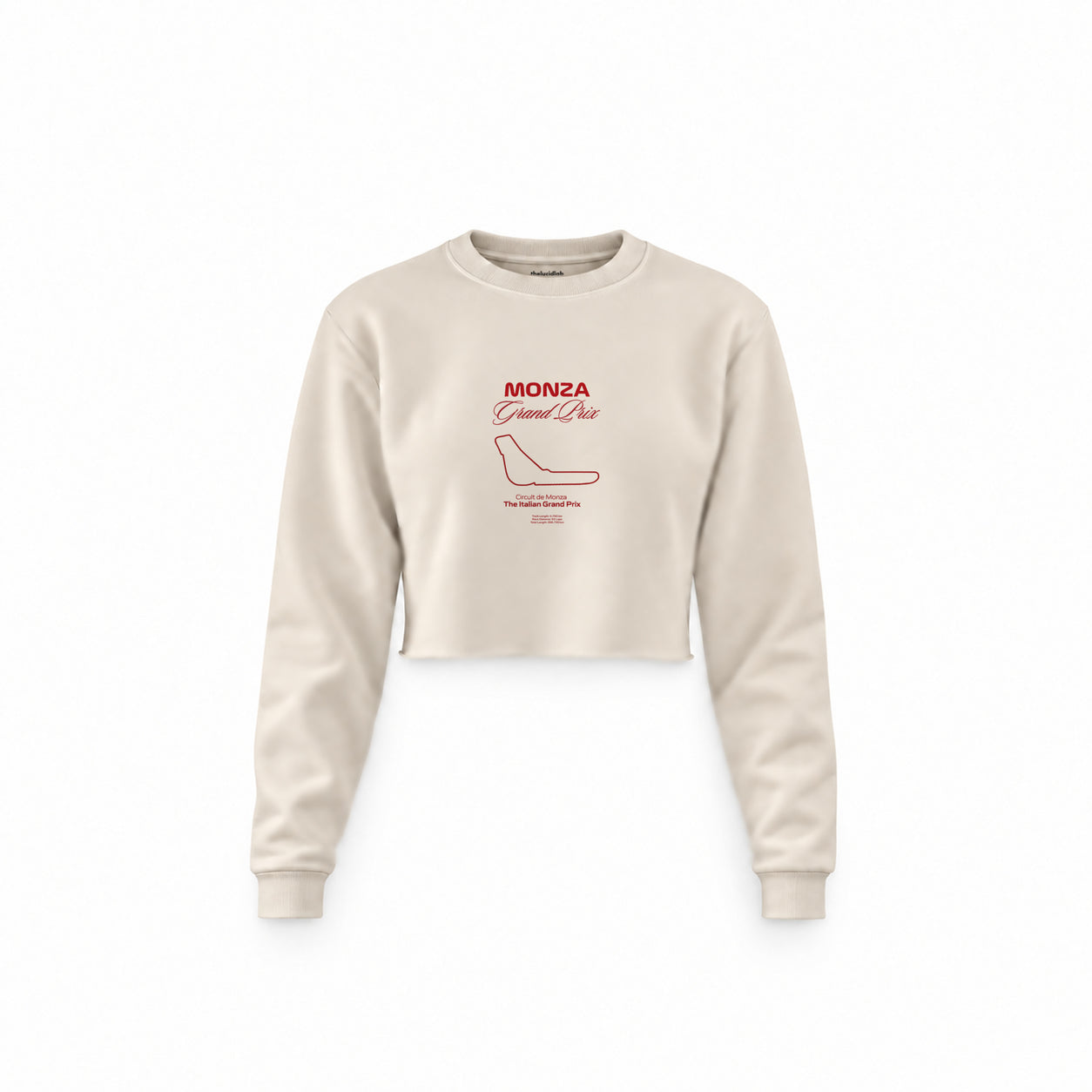 Monza Grand Prix Crop Sweatshirt — Krem — Ön baskı