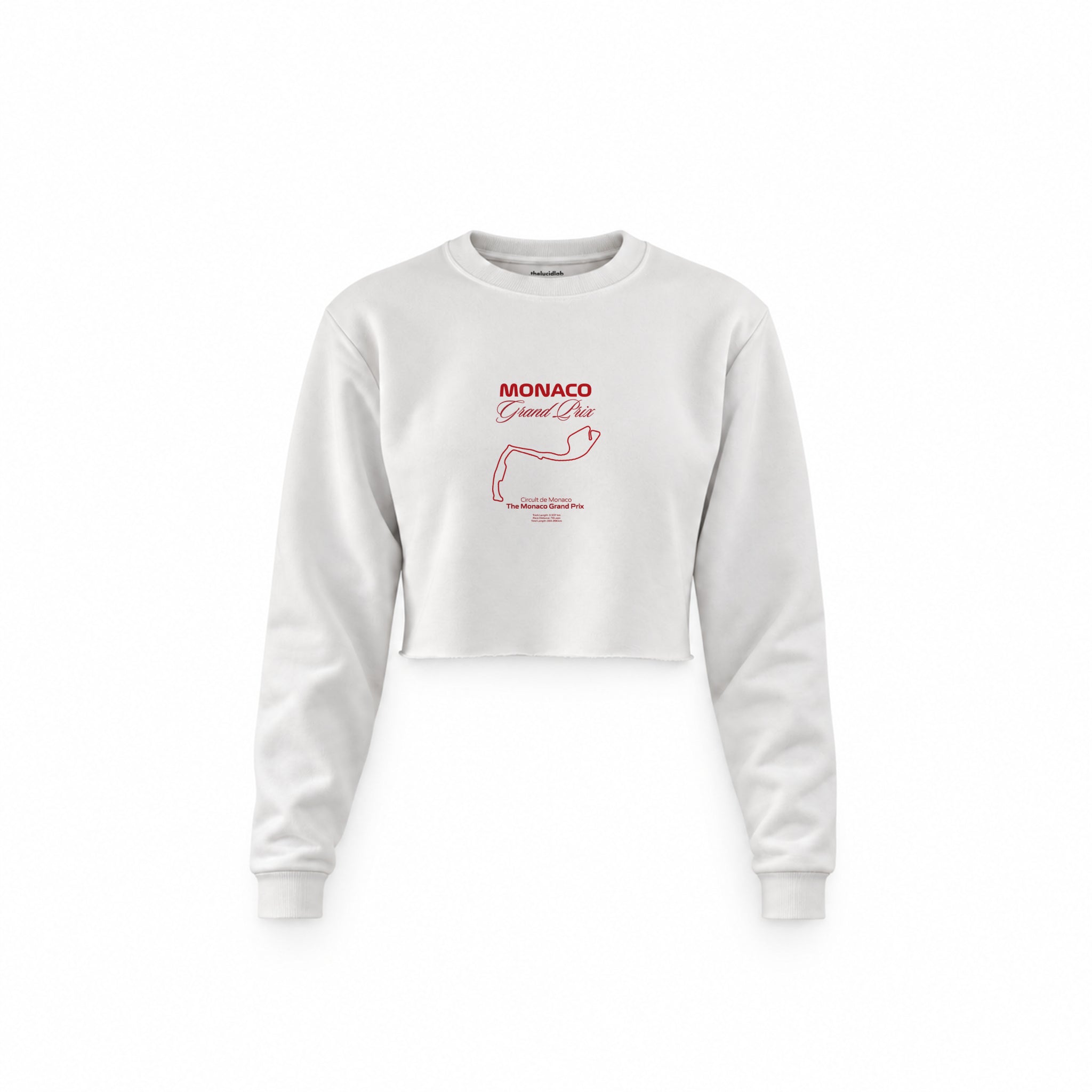 Monaco Grand Prix Crop Sweatshirt — Beyaz — Ön baskı