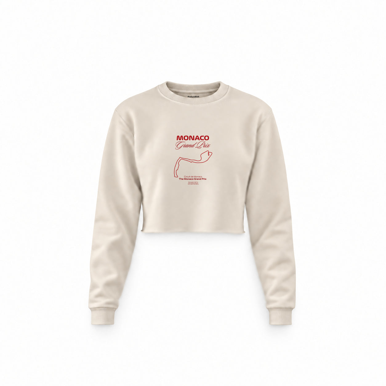 Monaco Grand Prix Crop Sweatshirt — Krem — Ön baskı