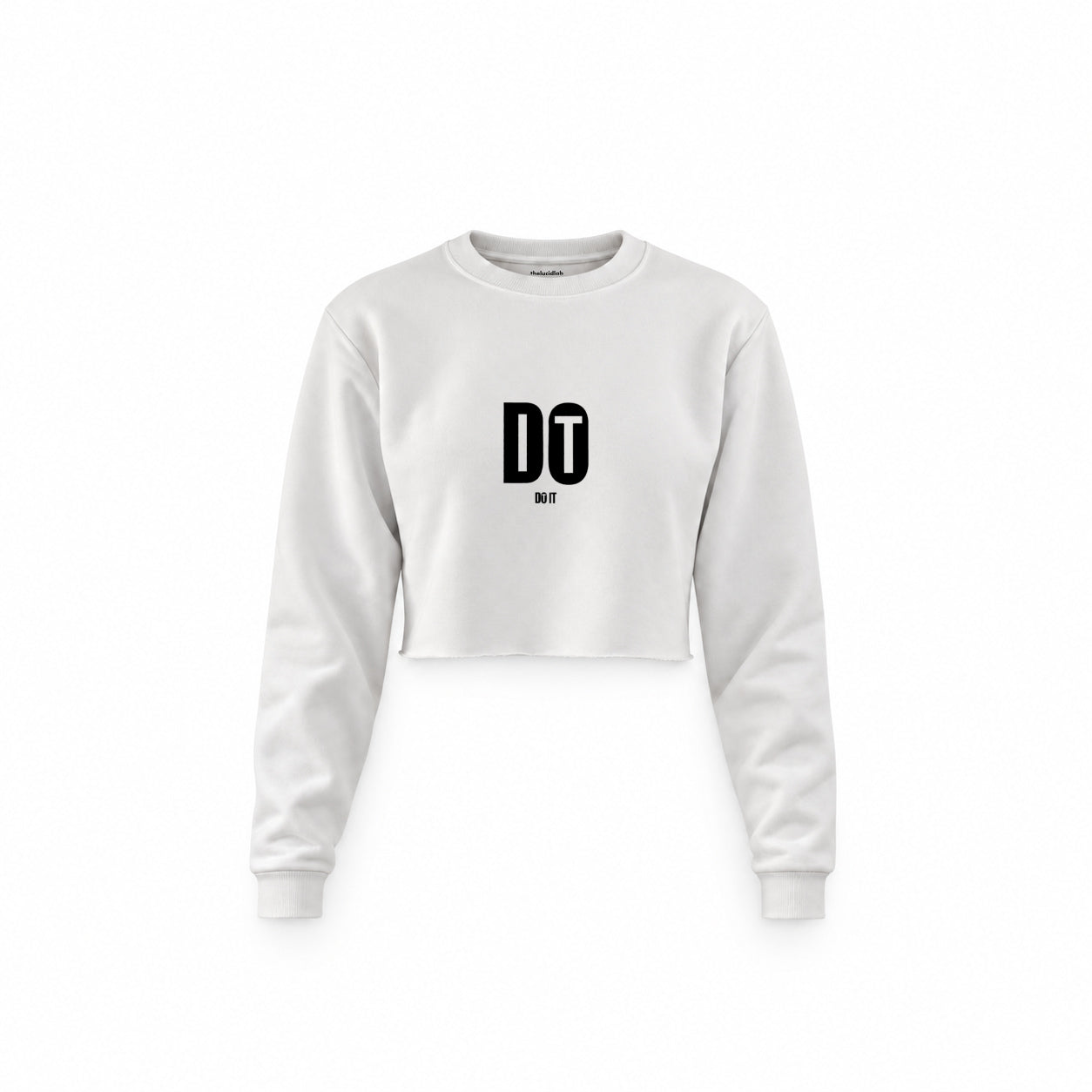 DO IT Crop Sweatshirt — Beyaz — Ön baskı