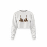 Noir Seduce – Leopard Crop Sweatshirt — Beyaz — Ön baskı