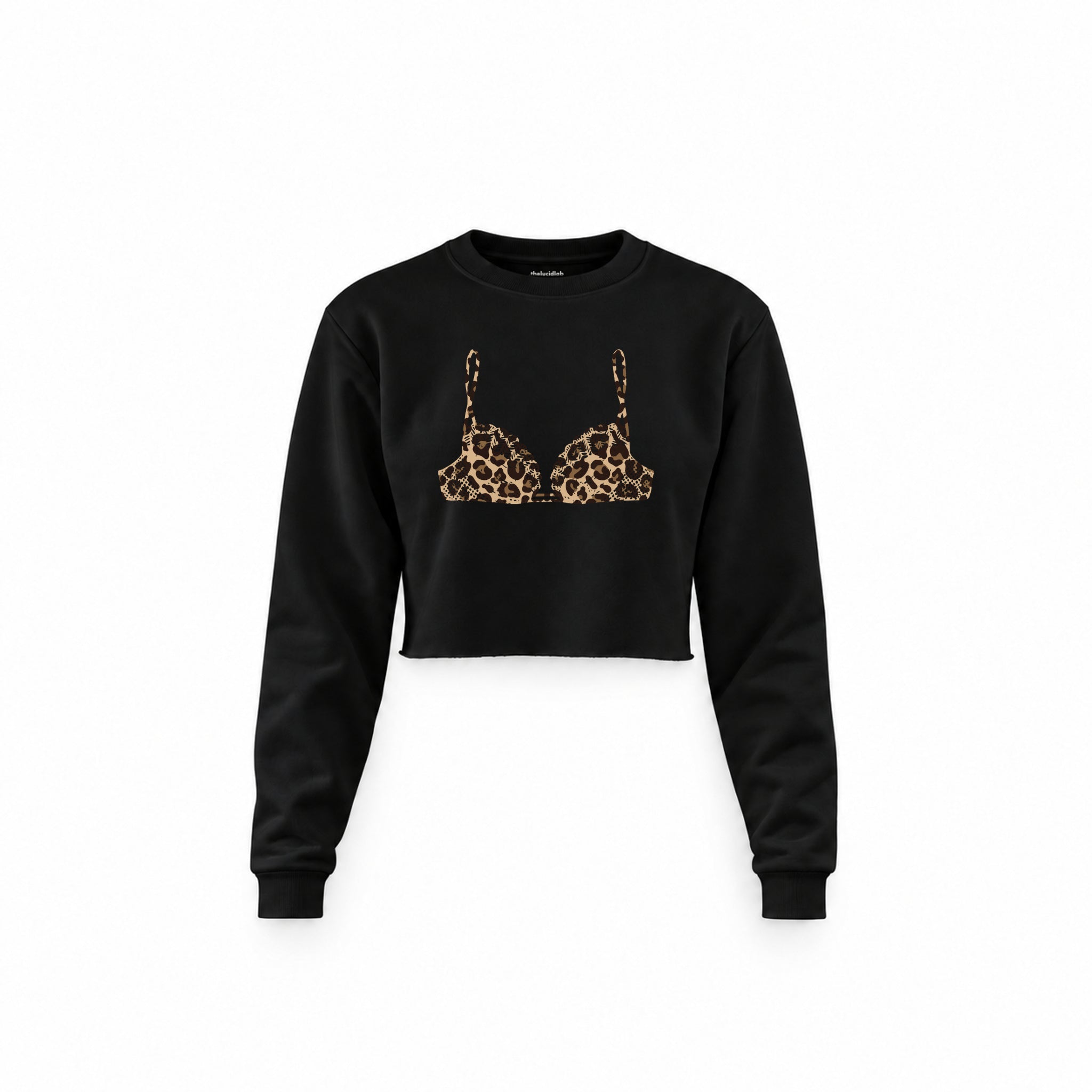 Noir Seduce – Leopard Crop Sweatshirt — Siyah — Ön baskı