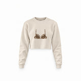 Noir Seduce – Leopard Crop Sweatshirt — Krem — Ön baskı