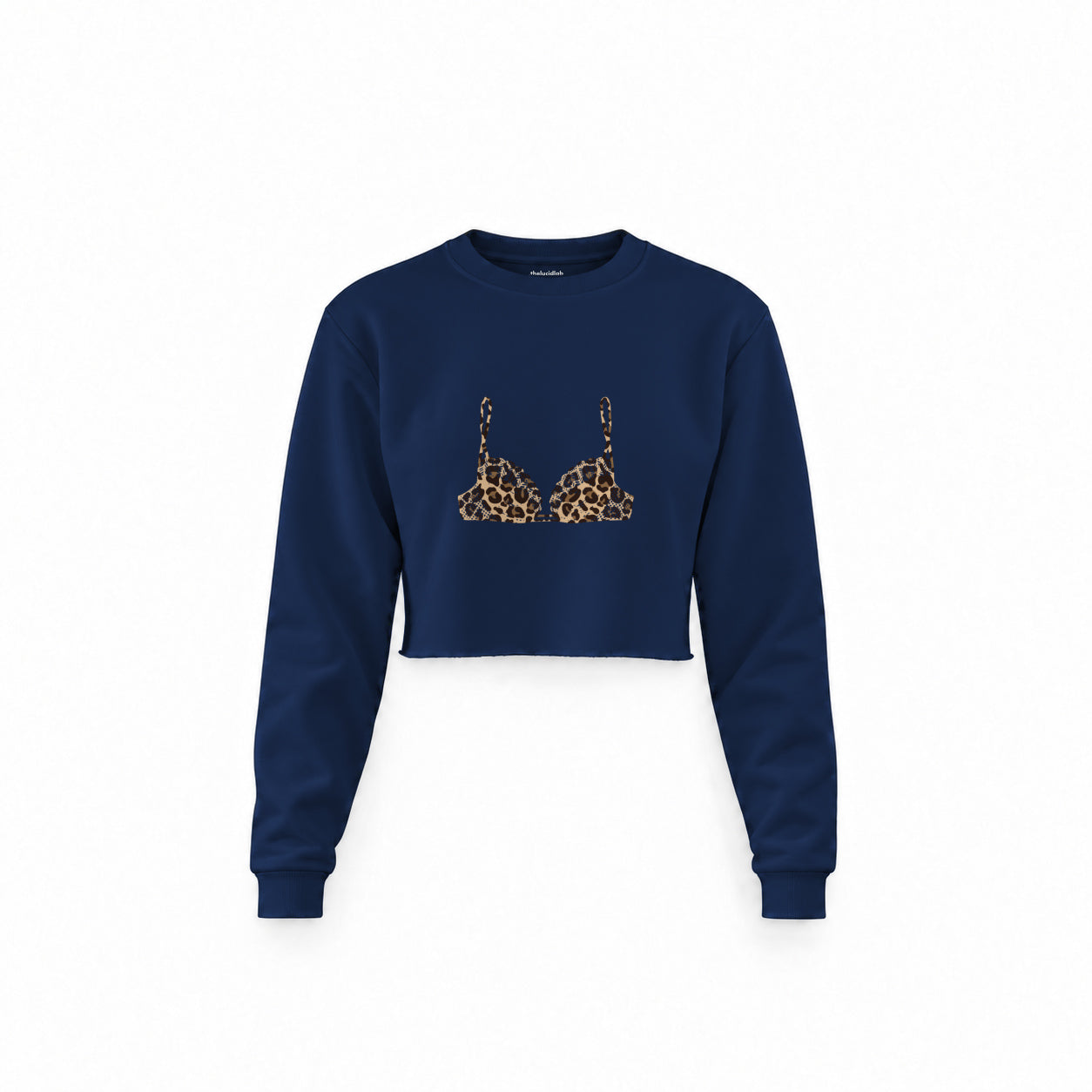 Noir Seduce – Leopard Crop Sweatshirt — Lacivert — Ön baskı