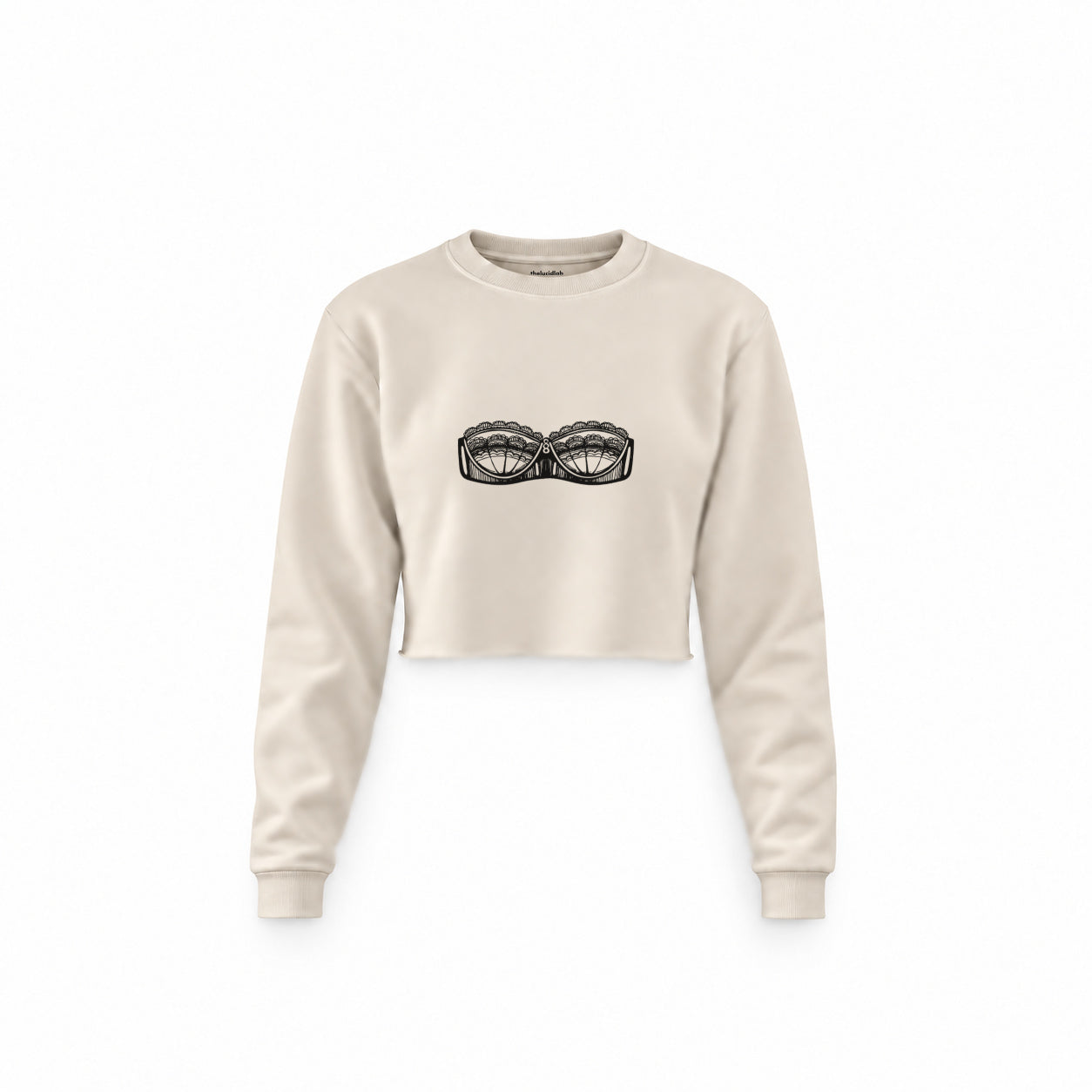 Unshell Me Crop Sweatshirt — Krem — Ön baskı