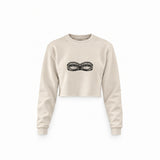 Unshell Me Crop Sweatshirt — Krem — Ön baskı