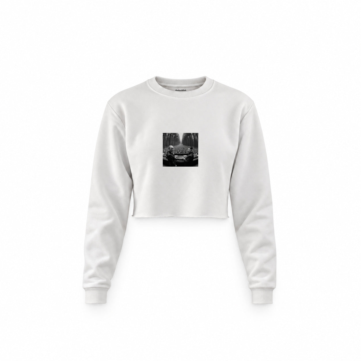 No Requests Crop Sweatshirt — Beyaz — Ön baskı