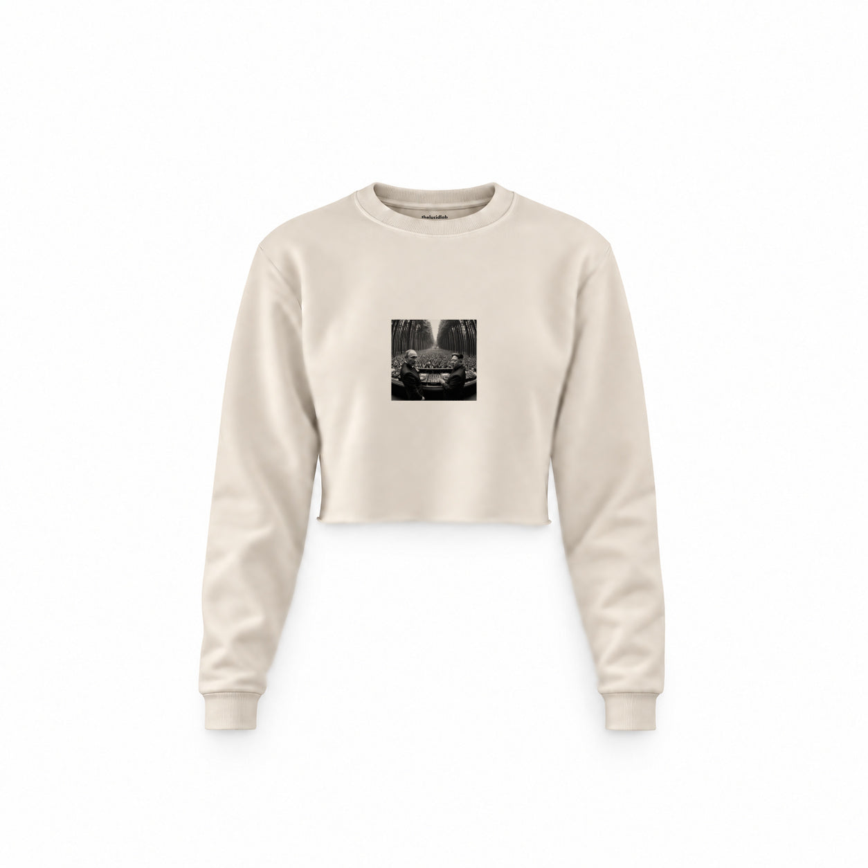 No Requests Crop Sweatshirt — Krem — Ön baskı