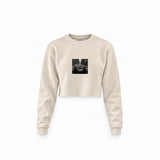 No Requests Crop Sweatshirt — Krem — Ön baskı