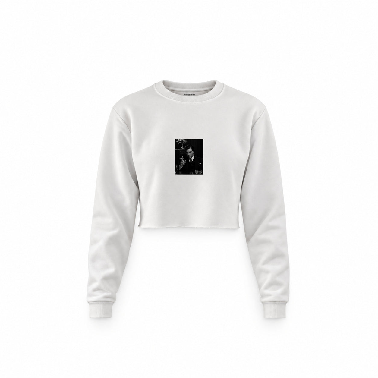 Michael Corleone Crop Sweatshirt — Beyaz — Ön baskı