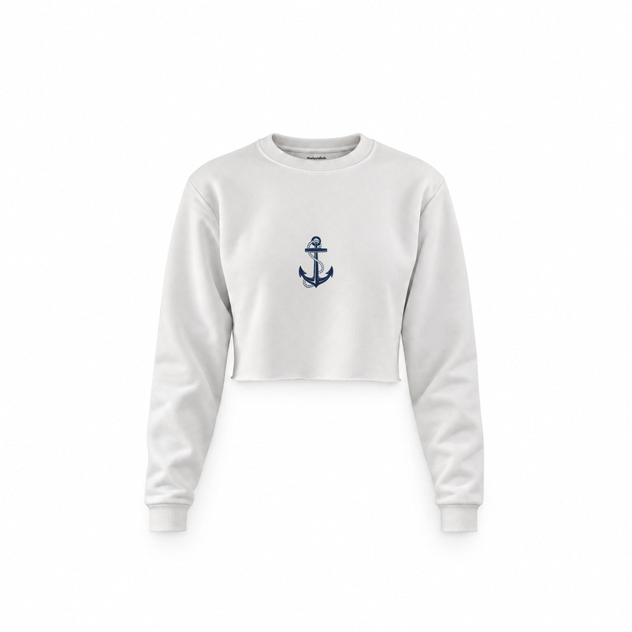 Sailor Crop Sweatshirt — Beyaz — Ön baskı