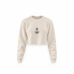 Sailor Crop Sweatshirt — Krem — Ön baskı