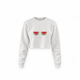 Summer Twins Crop Sweatshirt — Beyaz — Ön baskı