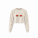 Summer Twins Crop Sweatshirt — Krem — Ön baskı