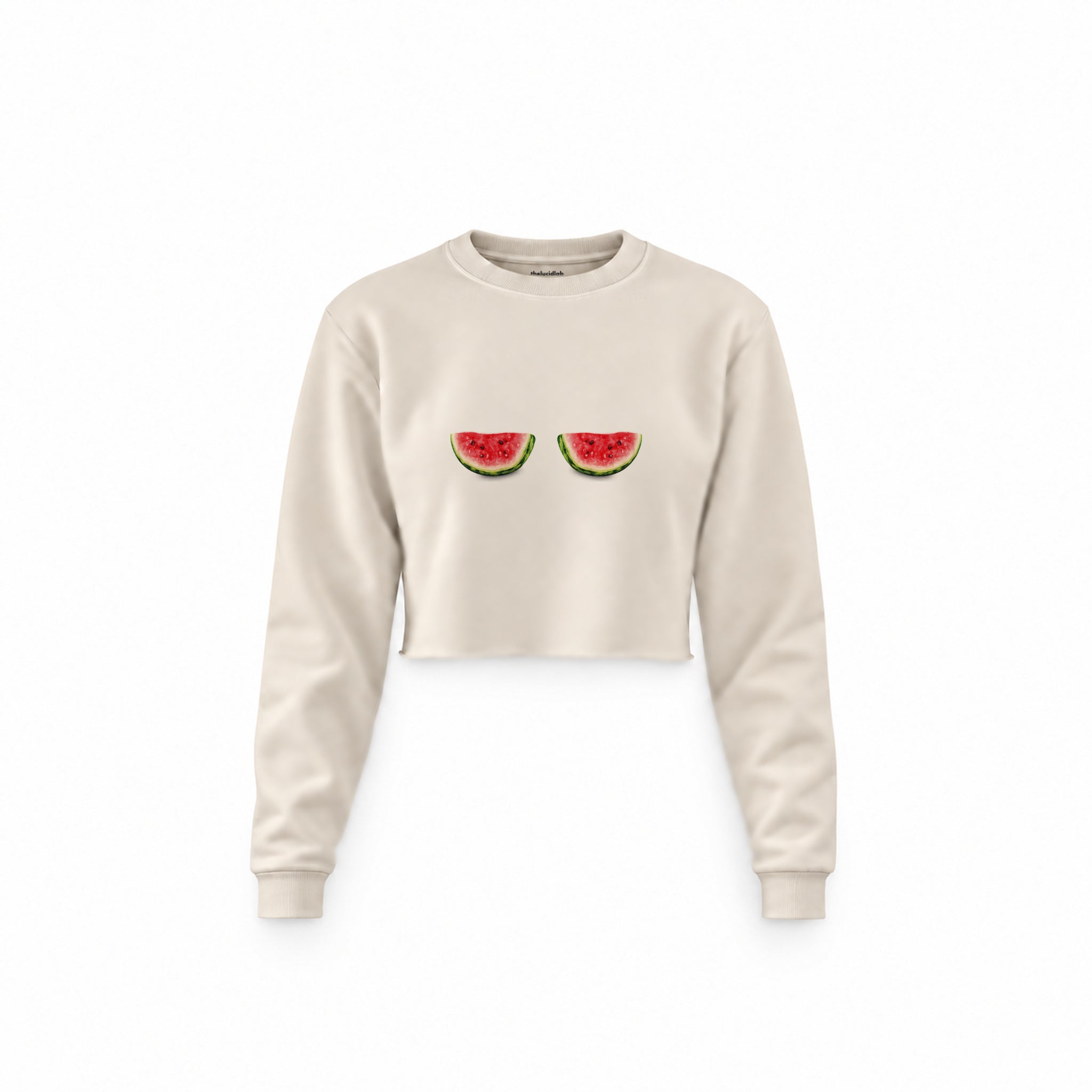 Summer Twins Crop Sweatshirt — Krem — Ön baskı