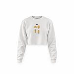Lets Get Beers Tonight Crop Sweatshirt — Beyaz — Ön baskı