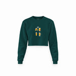 Lets Get Beers Tonight Crop Sweatshirt — Koyu Yeşil — Ön baskı