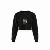 Big Money Never Comes Clean Crop Sweatshirt — Siyah — Ön baskı
