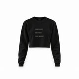 Fake Love Rich Sex Fast Money Crop Sweatshirt — Siyah — Ön baskı