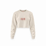 Clean Girl Until 9 PM Crop Sweatshirt — Krem — Ön baskı