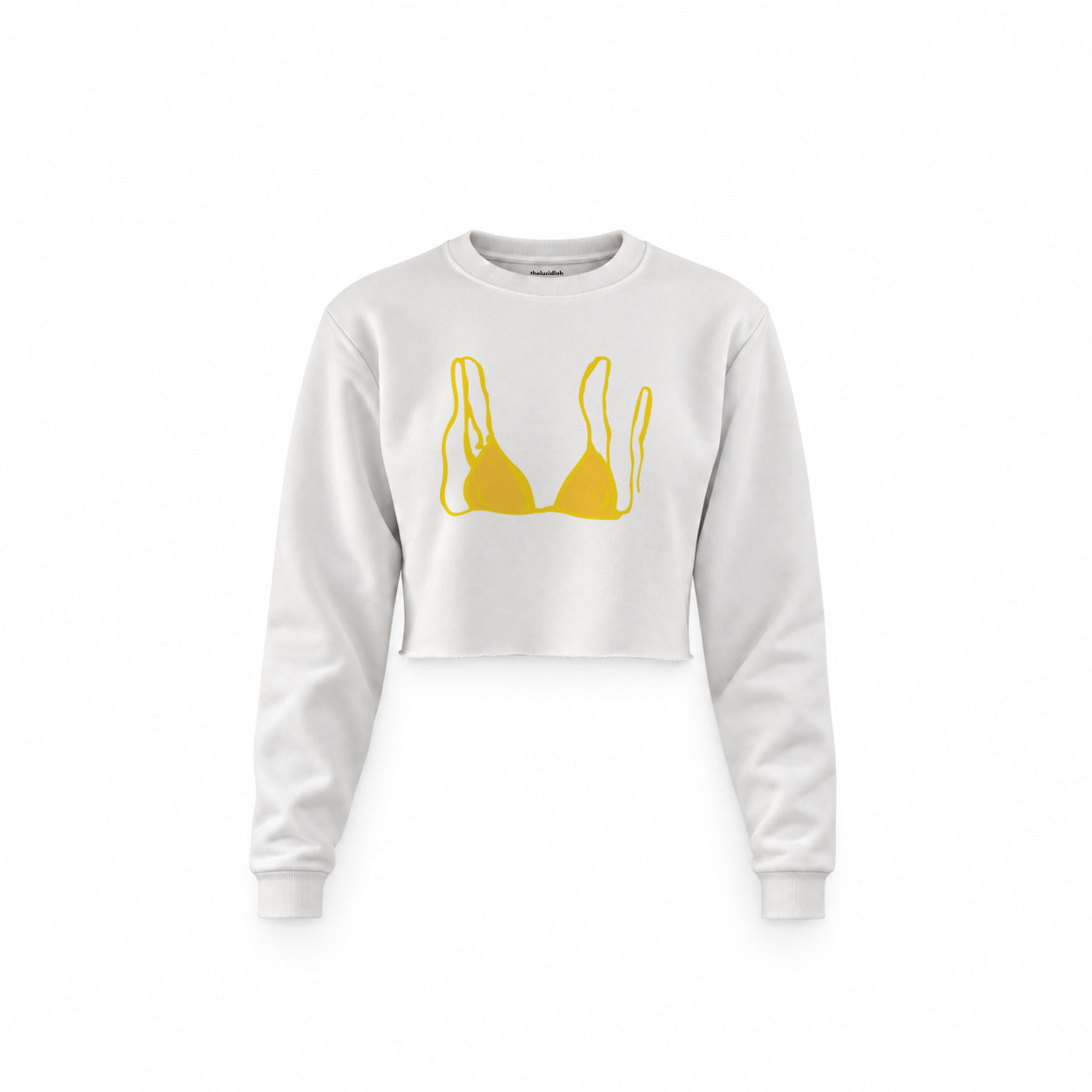 Yellow Bikini Crop Sweatshirt — Beyaz — Ön baskı