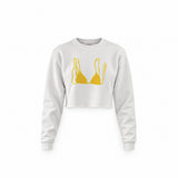 Yellow Bikini Crop Sweatshirt — Beyaz — Ön baskı