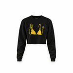 Yellow Bikini Crop Sweatshirt — Siyah — Ön baskı