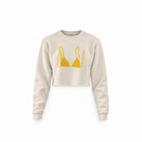 Yellow Bikini Crop Sweatshirt — Krem — Ön baskı