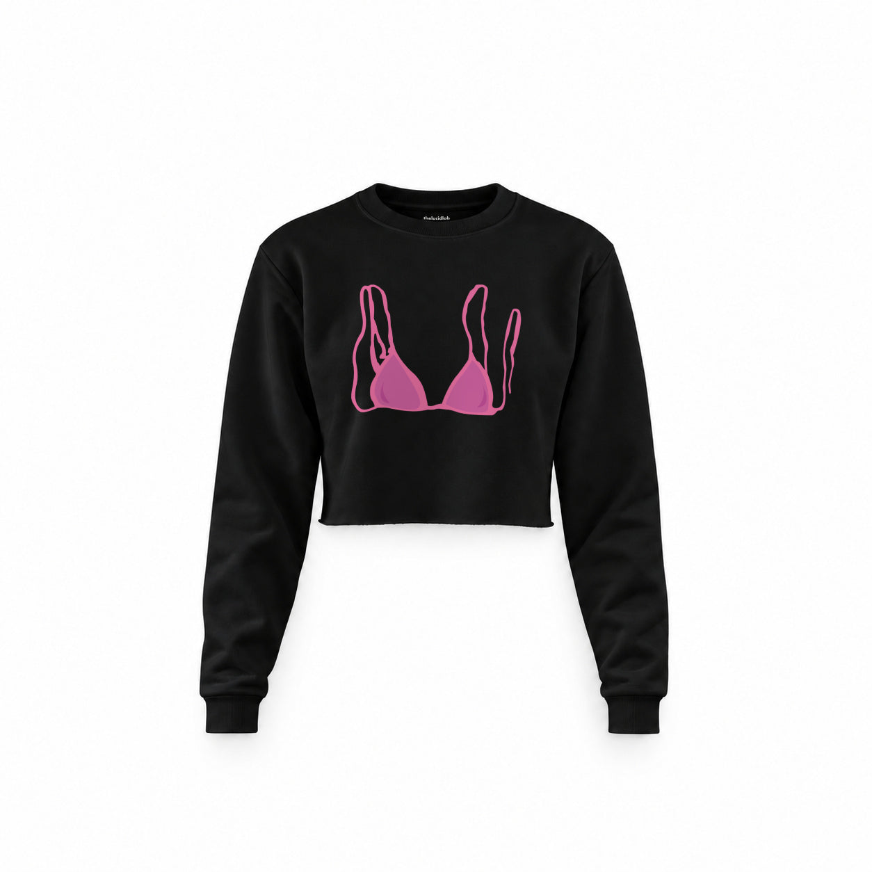 Pink Bikini Crop Sweatshirt — Siyah — Ön baskı