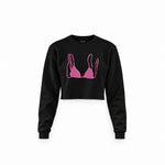 Pink Bikini Crop Sweatshirt — Siyah — Ön baskı