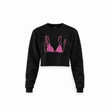 Pink Bikini Crop Sweatshirt — Siyah — Ön baskı