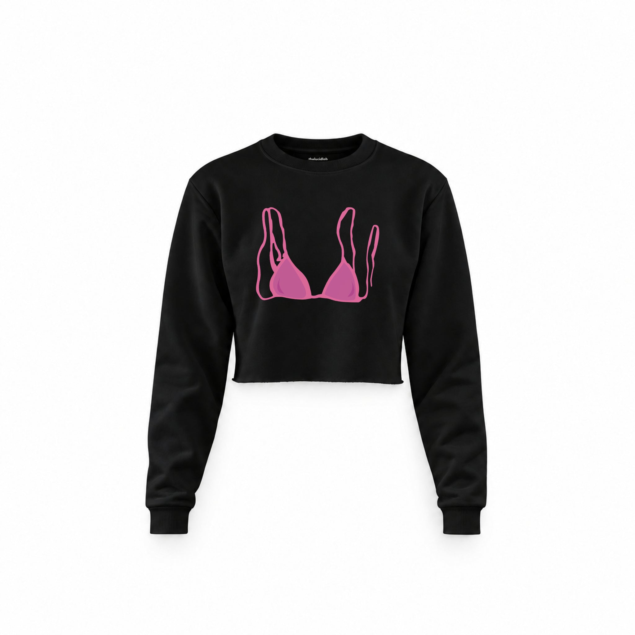 Pink Bikini Crop Sweatshirt — Siyah — Ön baskı