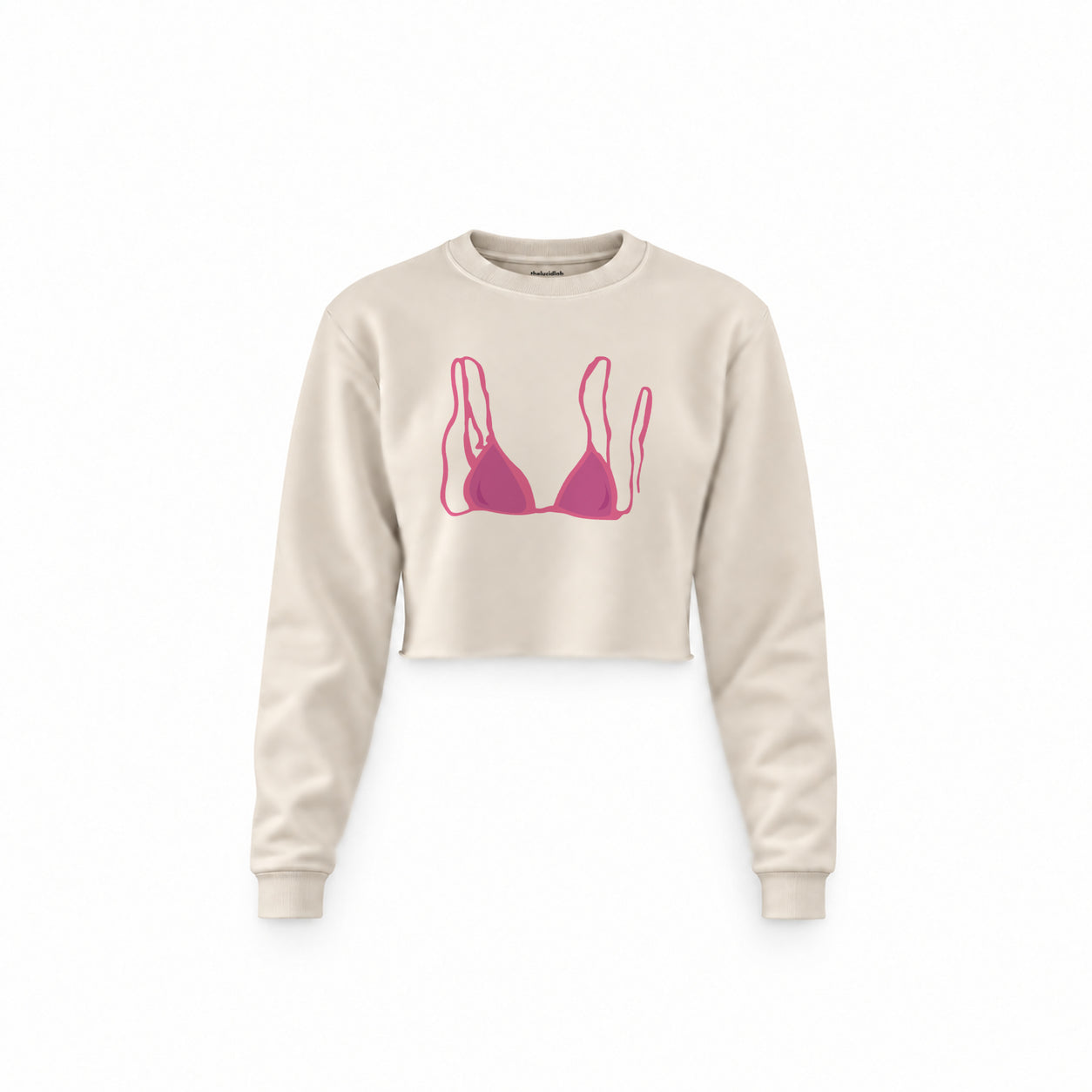 Pink Bikini Crop Sweatshirt — Krem — Ön baskı