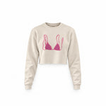 Pink Bikini Crop Sweatshirt — Krem — Ön baskı