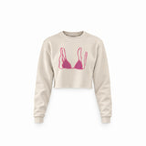 Pink Bikini Crop Sweatshirt — Krem — Ön baskı