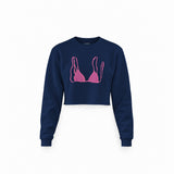 Pink Bikini Crop Sweatshirt — Lacivert — Ön baskı