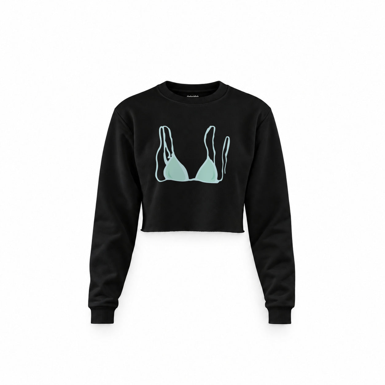 Blue Bikini Crop Sweatshirt — Siyah — Ön baskı