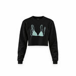 Blue Bikini Crop Sweatshirt — Siyah — Ön baskı