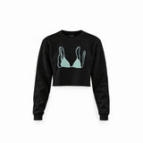Blue Bikini Crop Sweatshirt — Siyah — Ön baskı