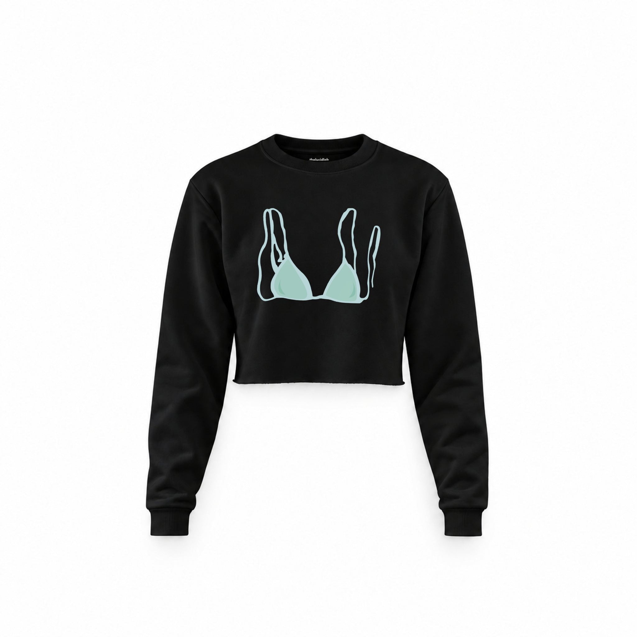 Blue Bikini Crop Sweatshirt — Siyah — Ön baskı