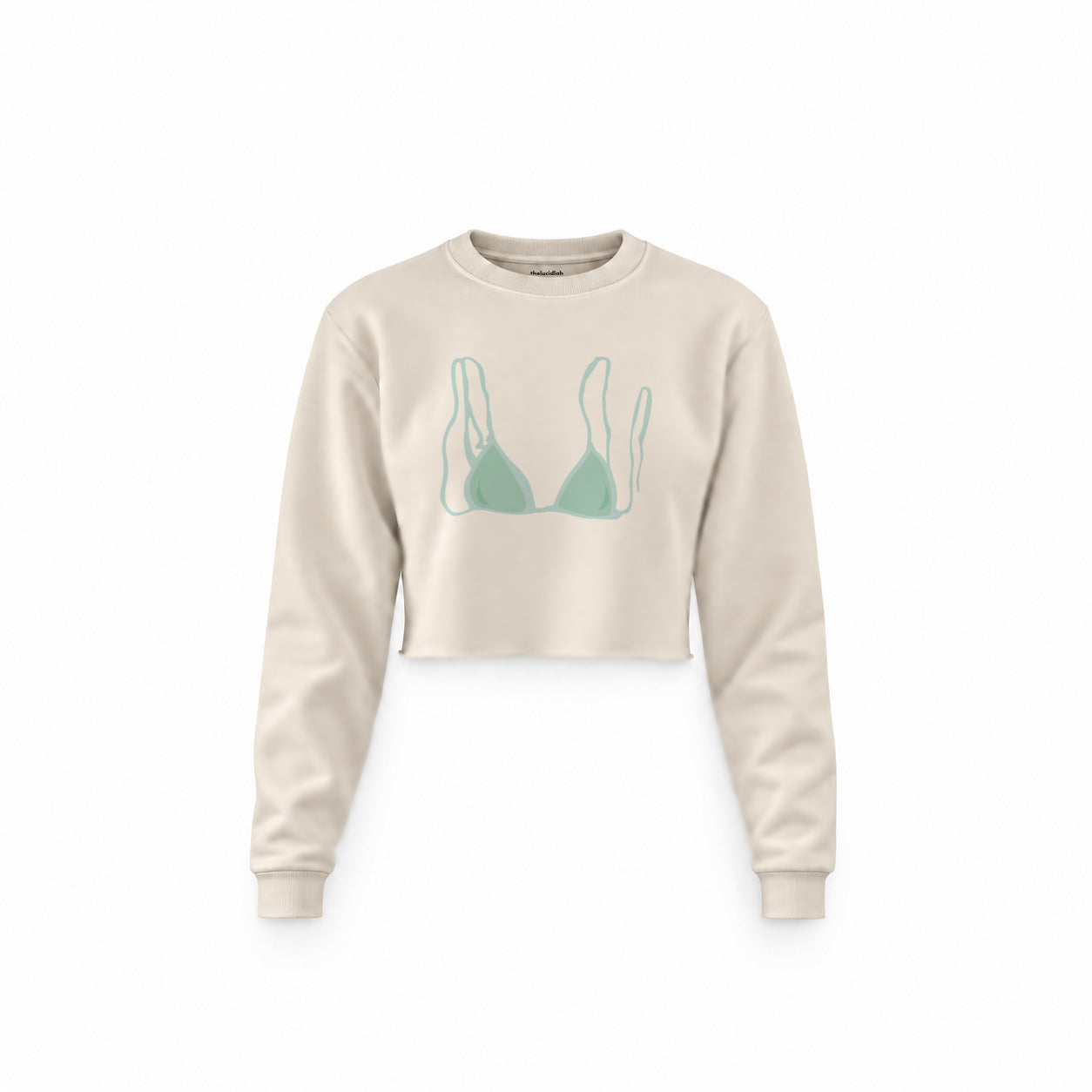 Blue Bikini Crop Sweatshirt — Krem — Ön baskı