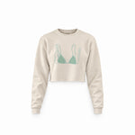 Blue Bikini Crop Sweatshirt — Krem — Ön baskı