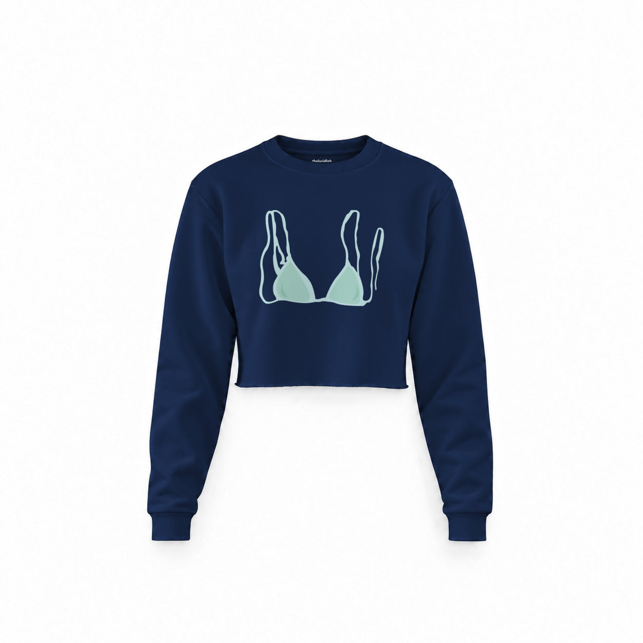 Blue Bikini Crop Sweatshirt — Lacivert — Ön baskı