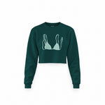 Blue Bikini Crop Sweatshirt — Koyu Yeşil — Ön baskı