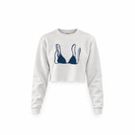 Navy Blue Bikini Crop Sweatshirt — Beyaz — Ön baskı